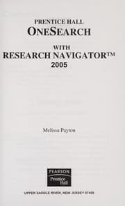Tapa de Prentice Hall onesearch with Research Navigator, 2005