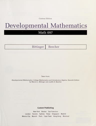 Tapa de Developmental mathematics