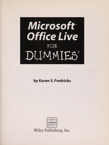 Tapa de Microsoft Office Live for dummies