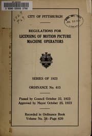 Tapa de Regulations for licensing of motion picture operators