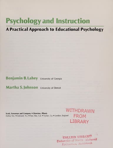 Tapa de Psychology and instruction