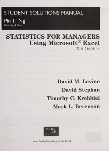 Tapa de Statistics for managers using Microsoft Excel