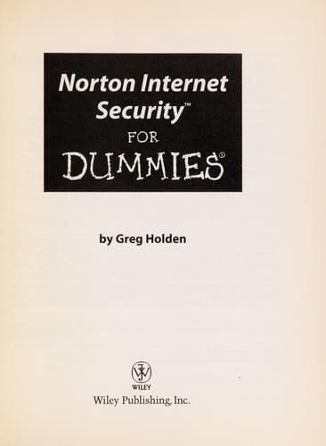 Tapa de Norton Internet security for dummies