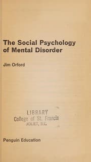 Tapa de The social psychology of mental disorder