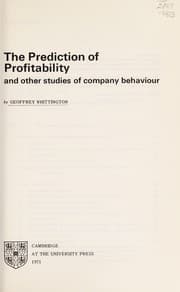 Tapa de The prediction of profitability and other studies of company behaviour