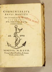 Tapa de Commentarius Pauli Manutii in epistolas M. Tullii Ciceronis ad M. Iunium Brutum, & as Q. Ciceronem fratrem