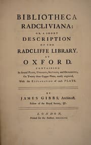 Tapa de Bibliotheca Radcliviana: or, a short description of the Radcliffe Library, at Oxford