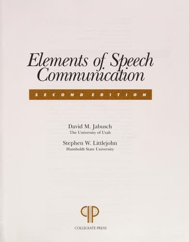 Tapa de Elements of speech communication