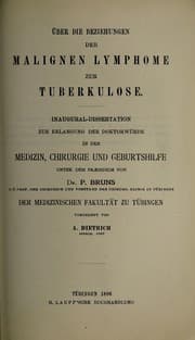 Tapa de Über die Beziehungen der malignen Lymphome zur Tuberkulose ...