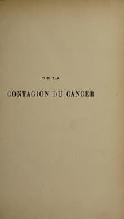 Tapa de De la contagion du cancer