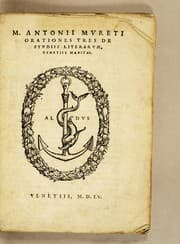 Tapa de M. Antonii Mureti Orationes tres de studiis literarum, Venetiis habitæ