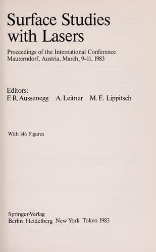 Tapa de Surface studies with lasers