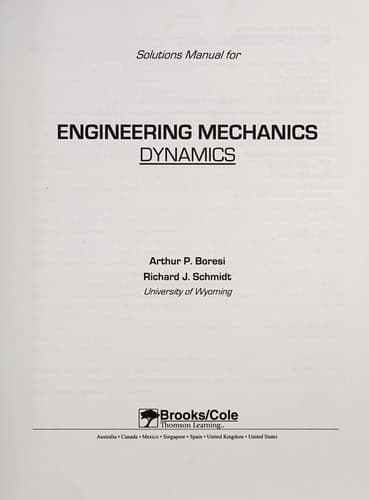 Tapa de Solutions manual for Engineering mechanics, dynamics