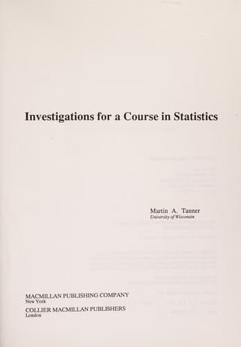 Tapa de Investigations for a Course in Statistics