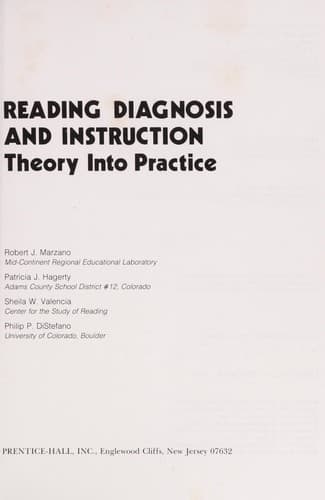 Tapa de Reading diagnosis and instruction
