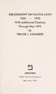 Tapa de Bibliography on Plato's Laws, 1920-1970, with additional citations through May, 1975