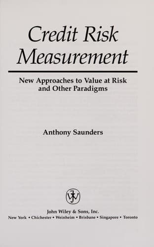 Tapa de Credit risk measurement
