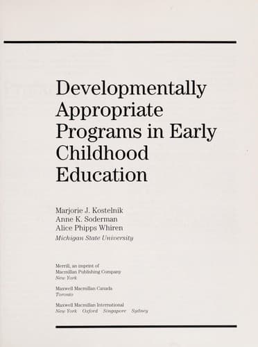 Tapa de Developmentally appropriate programs in early childhood education
