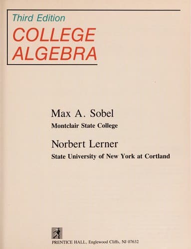 Tapa de College Algebra