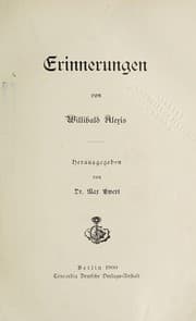 Tapa de Erinnerungen von Willibald Alexis .