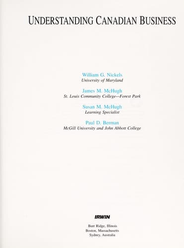 Tapa de Understanding Canadian business