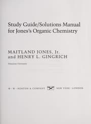 Tapa de Study guide/solutions manual for Jones's Organic chemistry