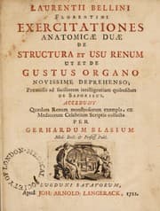 Tapa de Exercitationes anatomicae duae de structura et usu renum ut et de gustus organo ... Accedunt quaedam renum monstrosorum exempla ... collecta per Gerhardum Blasium