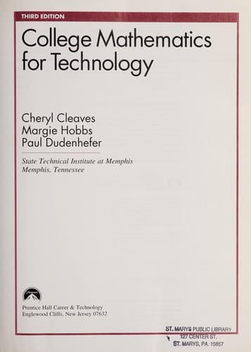 Tapa de College mathematics for technology