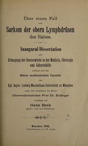 Tapa de Über einen Fall von Sarkom der obern Lymphdrüsen des Halses ...