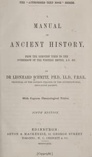 Tapa de A manual of ancient history, from the remotest times to the overthrow of the Western empire, A. D. 476