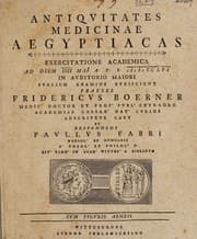 Tapa de Antiquitates medicinae Aegyptiacas exercitatione academica