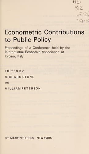 Tapa de Econometric contributions to public policy