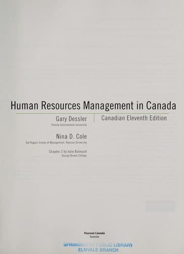 Tapa de Human resources management in Canada