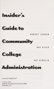 Tapa de Insider's guide to community college administration