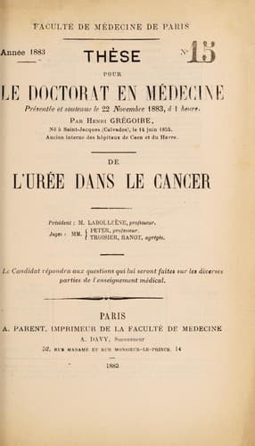 Tapa de De l'urée dans le cancer