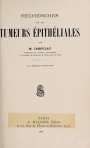 Tapa de Recherches sur les tumeurs épithéliales