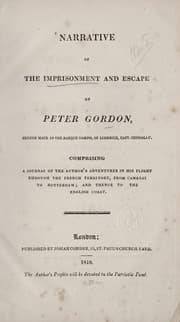 Tapa de Narrative of the imprisonment and escape of Peter Gordon, second mate in the barque Joseph, of Limerick, Capt