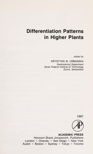 Tapa de Differentiation patterns in higher plants