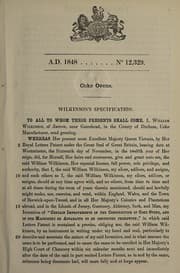 Tapa de Specification of William Wilkinson