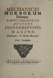 Tapa de Mechanices morborum desumptae a motu sanguinis [-solidorum, -febrium] ... pars prima [-tertia]