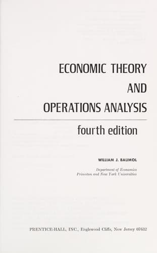 Tapa de Economic theory and operations analysis