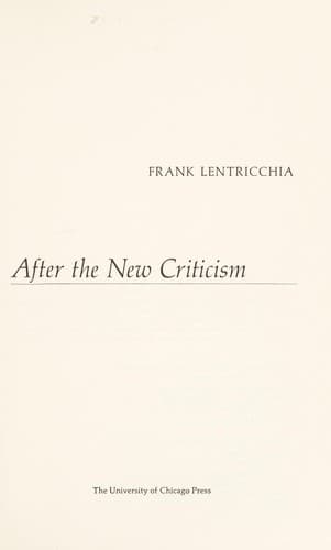 Tapa de After the new criticism.