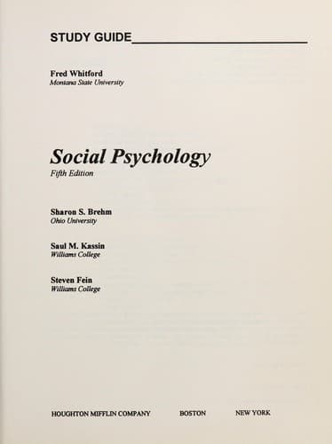 Tapa de Social Psychology - Study Guide ONLY