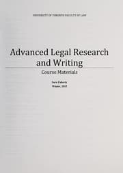 Tapa de Advanced legal research and writing