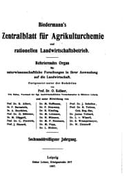 Tapa de Biedermann's Zentralblatt für Agrikulturchemie und rationellen ...