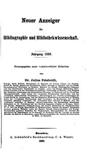 Tapa de Neuer Anzeiger für Bibliographie und Bibliothekwissenschaft