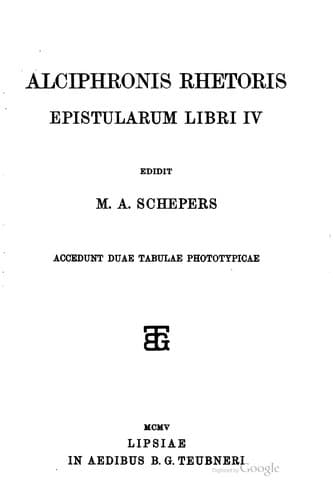 Tapa de Alciphronis rhetoris Epistularum libri IV