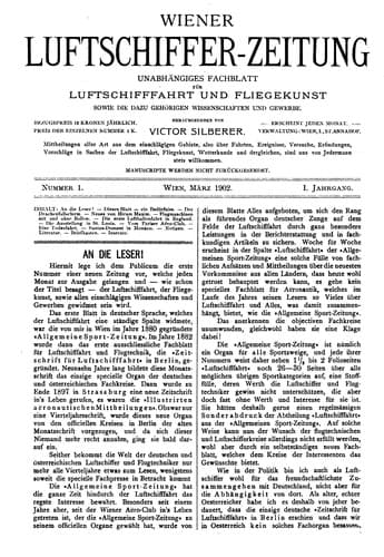 Tapa de Wiener Luftschiffer-zeitung