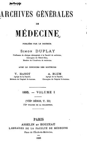 Tapa de Archives generales de medecine