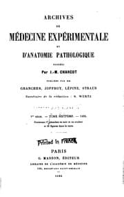 Tapa de Archives de médecine expérimentale et d'anatomie pathologique